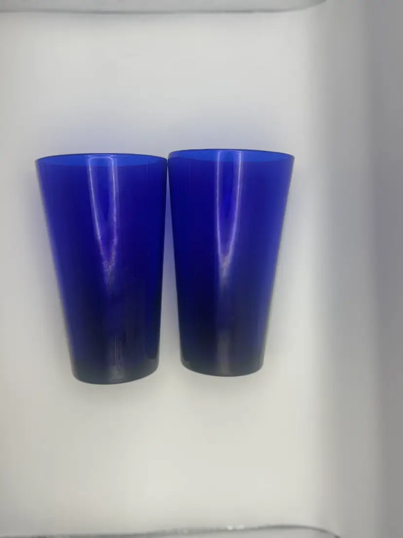 Set Of 2 Vintage Libby Deep Cobalt Blue Drinking Glasses 6”, Approx 12 Oz