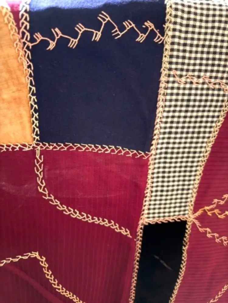 Antique 1880s Victorian Crazy Quilt Extensive Hand Stitching Satin Silk and Velvet Fabric | Antique Handcrafted Crazy Quilt Patchwork Quilt