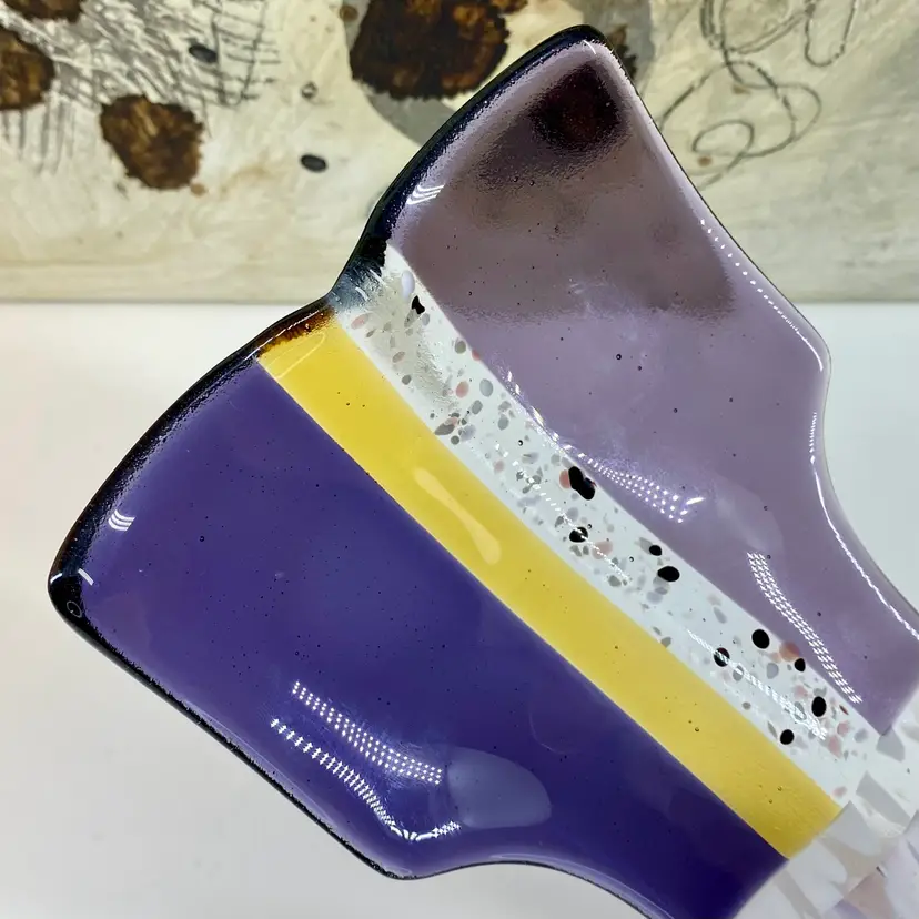 Artist Signed SANDRA KAYE Fused Glass SPOON/UTENSIL REST Contemporary Design