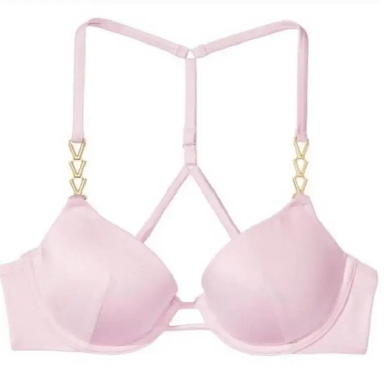 34DD- Victoria's Secret chain strap shimmer push up bikini top Lusty Lilac NWT