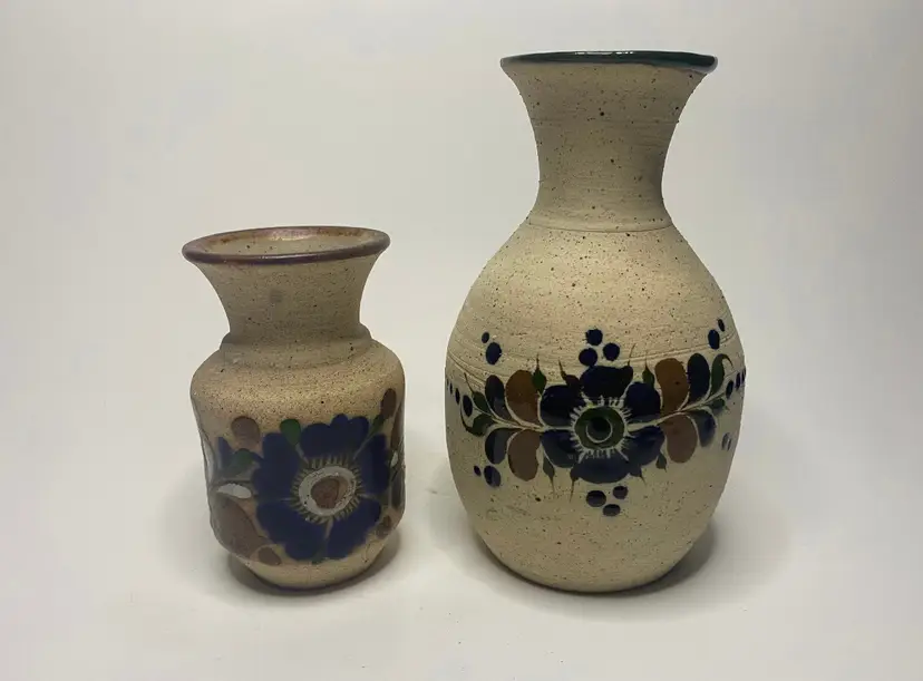 Set of 2 Tonala Mexican Pottery Vases