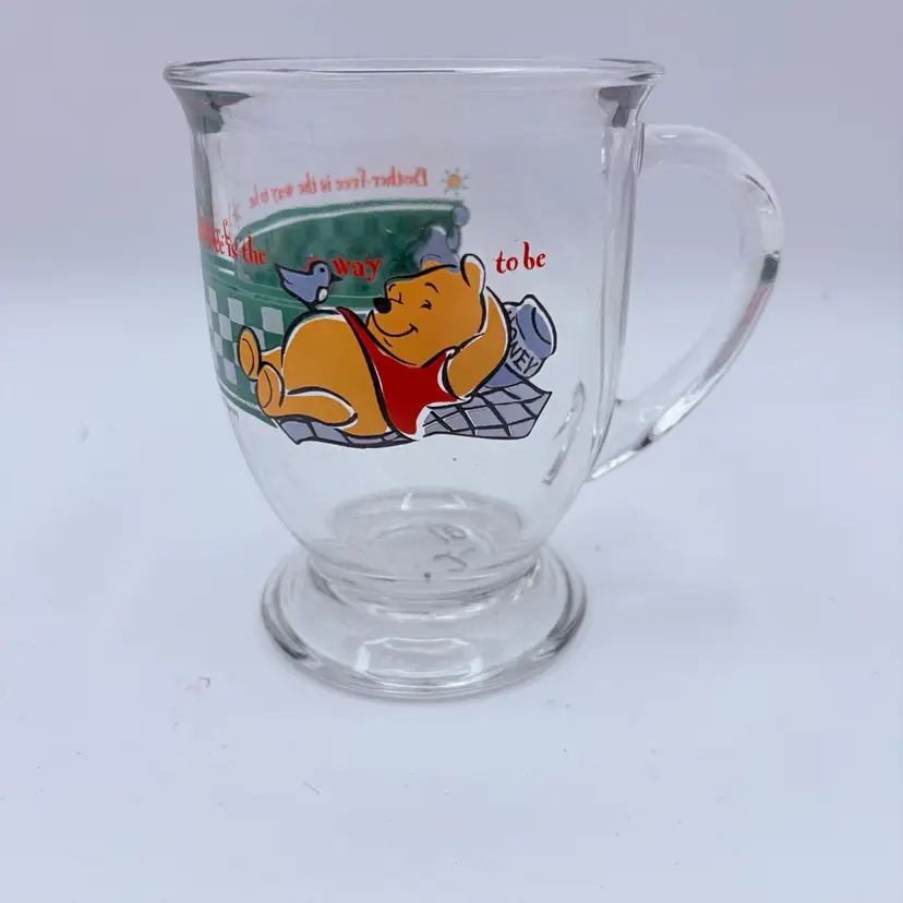 Vintage Disney Winnie The Pooh Glass Coffee Mug Cup Anchor Hocking NWT