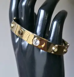 Michael Kors Gold Tone Rhinestone Clasp Bangle Bracelet
