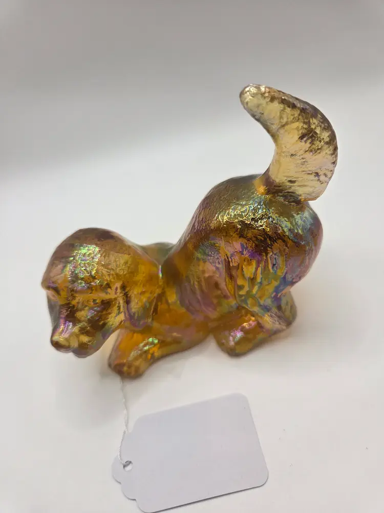 Fenton Iridescent Glass Dog