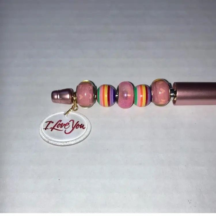 I Love You  Fidget Pen Handmade By Me! Black Ink! 5 1/2” Made With A Hallmark Ornament Charm!