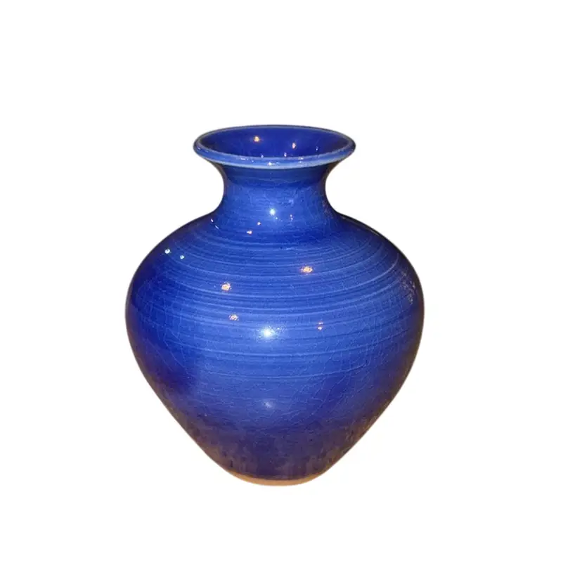 Vintage Cobalt Blue Pottery Mini Studio Pottery Vase 3.5”, Signed