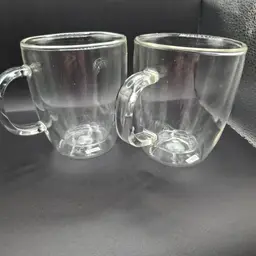 Bodum Bistro Clear Glass Double Wall  Coffee Mugs Set Of 2 10 oz Switzerland