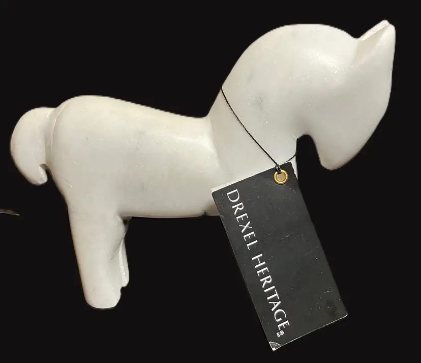 Drexel Heritage White Stone Abstract Horse Sculpture Paperweight