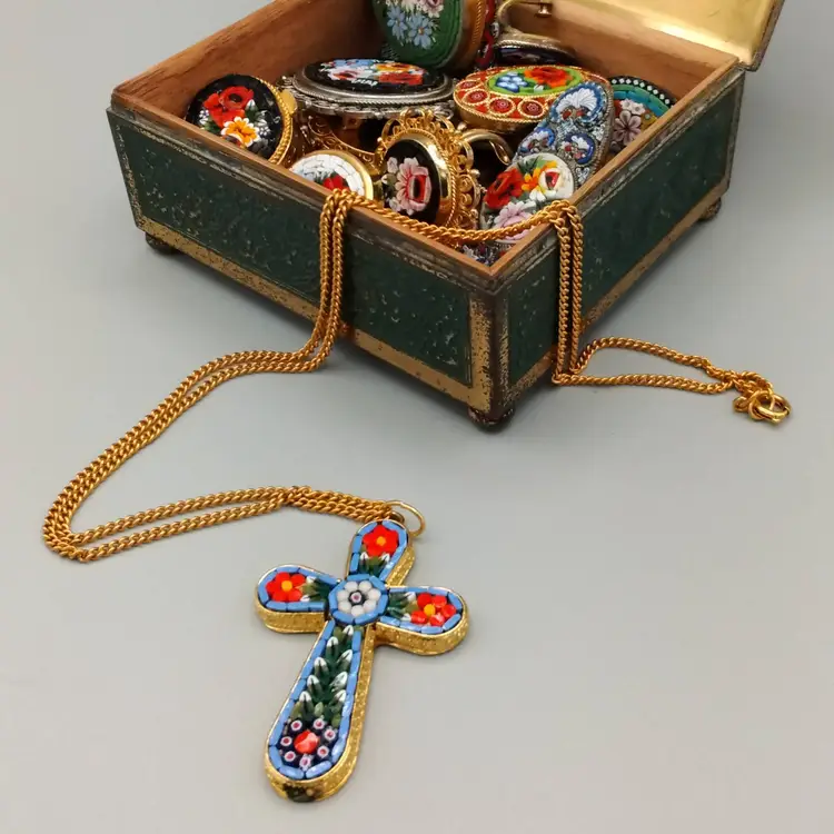 Jewelry, Art Glass Micro Mosaic From Italy