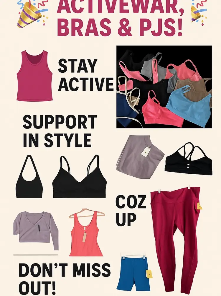 Popup New Getting Practice! Activewear, Bralette And PJ’s