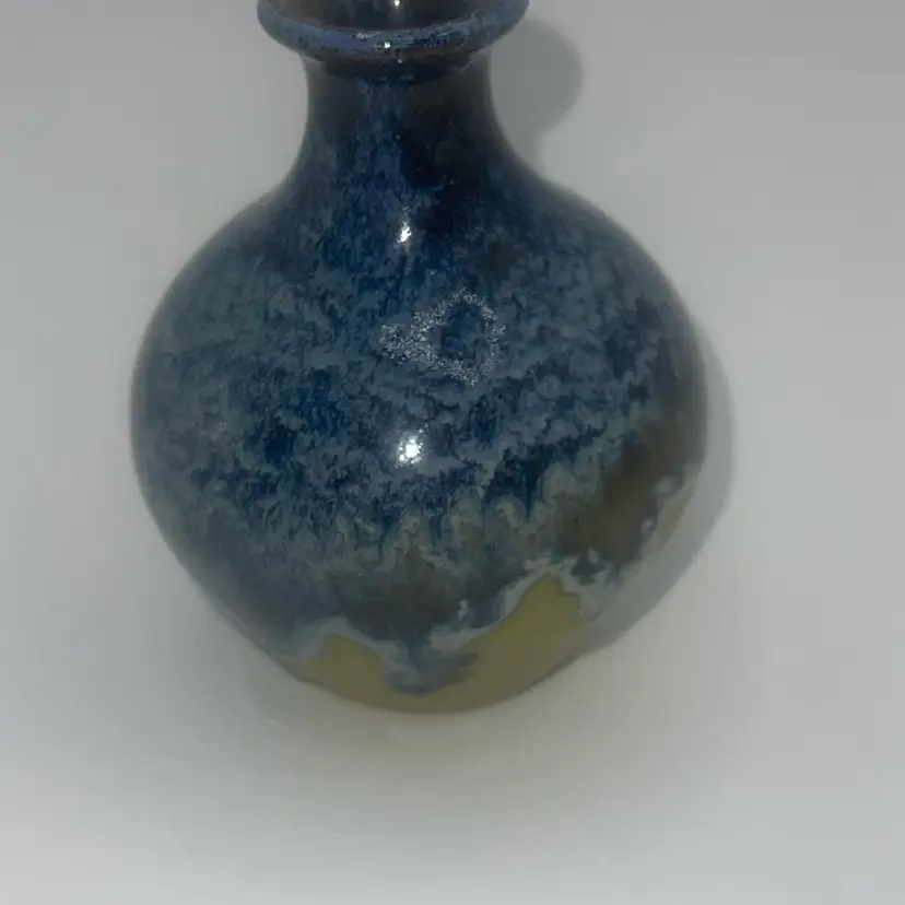 Drip Glaze Vase 4” Signed By Artist