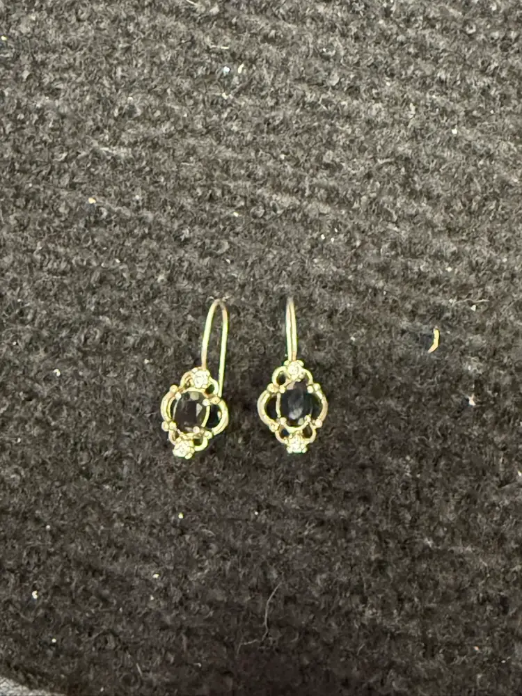 Vintage Sterling Silver 925 Sapphire & Topaz  Drop Earrings Jewelry 1.92g