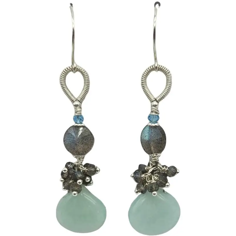 Elegant Silver Seafoam Jade Earrings