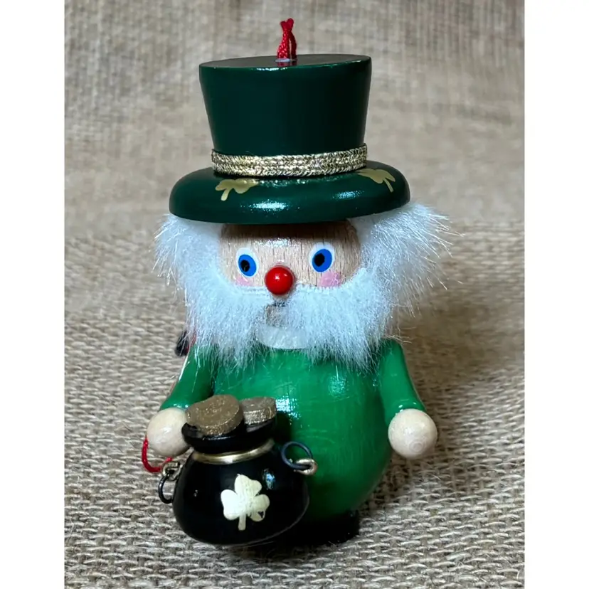Vintage Steinbach German Wooden Leprechaun Ornament St Patricks Day Christmas