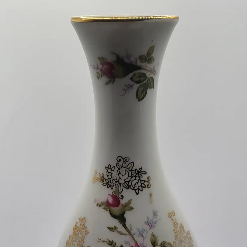 L & M Inc. Elegant Floral Porcelain Vase 8" Rose