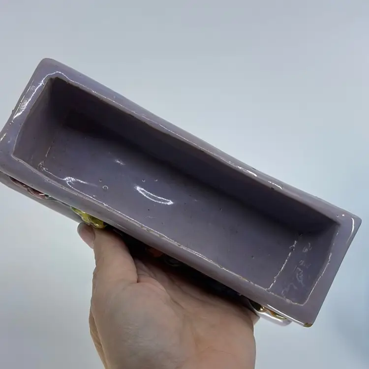 Italian Majolica Pottery Succulent Herb Windowsill Planter 7”