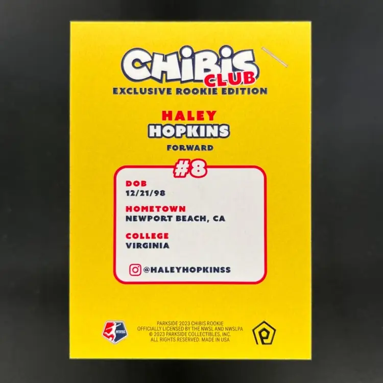 Haley Hopkins 2023 Parkside NWSL Chibi Club Exclusive Rookie Edition