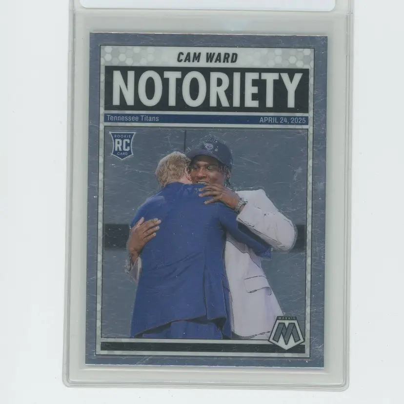 Football 2025 Panini Mosaic Notoriety Cam Ward #17 Silver Prizm (RC) Tennessee Titans