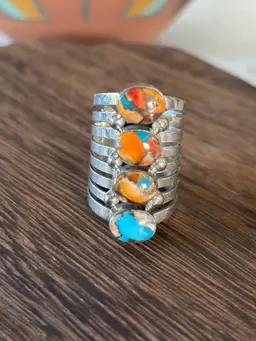 Amazing Sterling Silver And Turquoise Size 9.5 Ring.