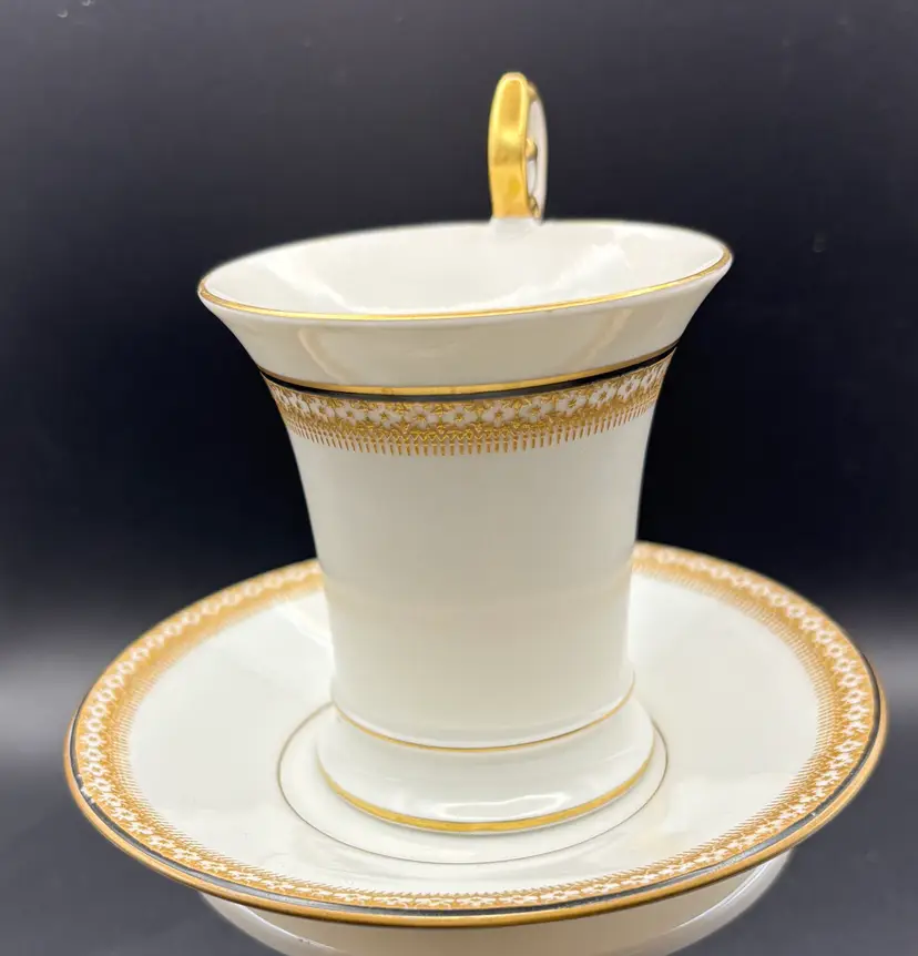 Limoges Cup and Saucer, TRV343 by Tressemanes & Vogt, excellent condition, bone china and gold