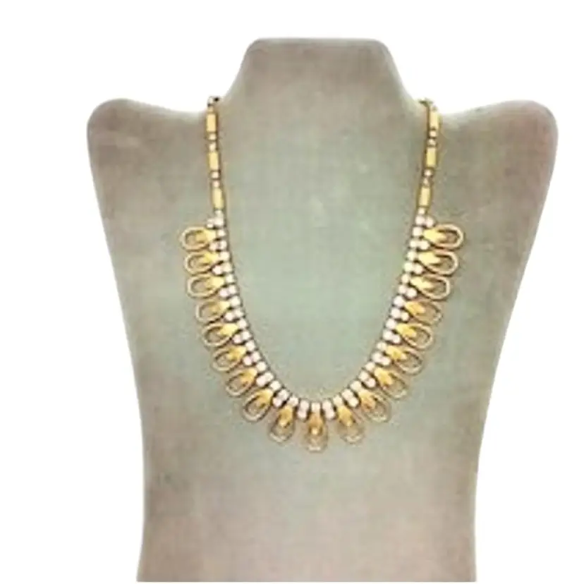 Sarah Coventry Gold Tone Teardrop Necklace with Rhinestone Accents