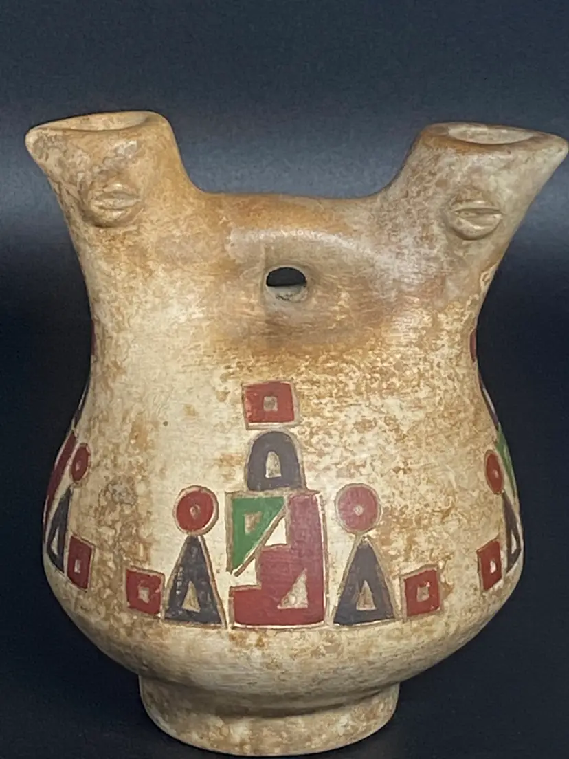 Vtg Signed Native American or Mexican Southwestern Wedding Vase 5.25" Tall