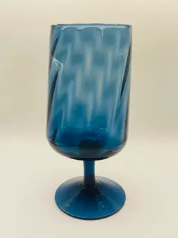 Vintage Empoli Blue Optic Ribbed Compote Vase