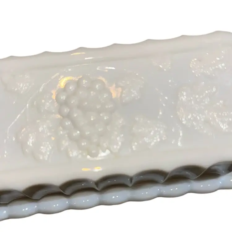 Paneled Vintage Milk Glass Covered Butter Dish WESTMORELAND