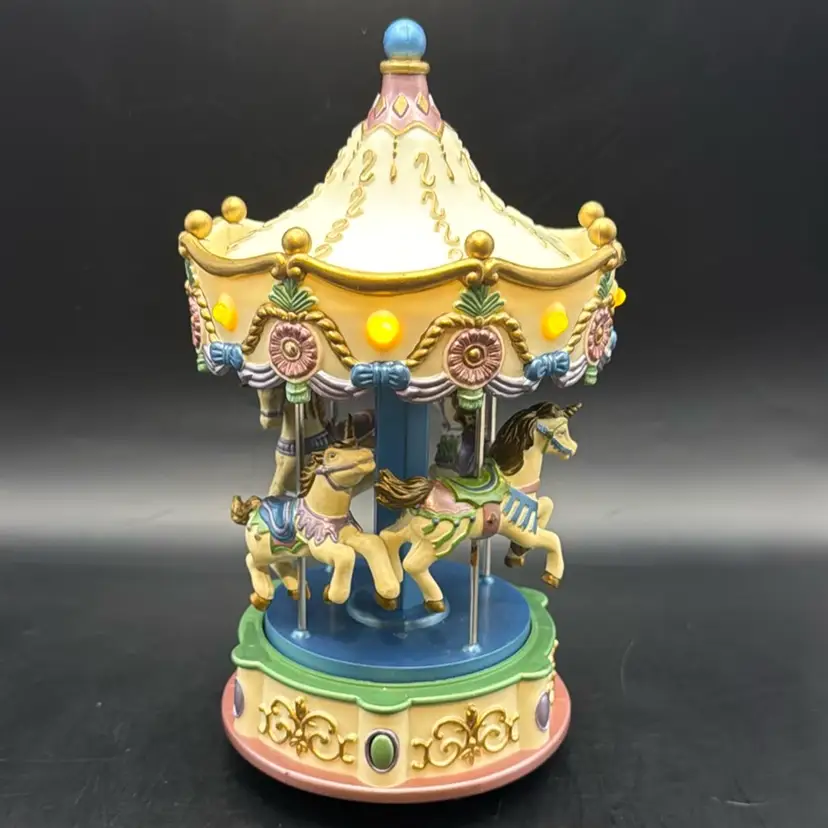 Vintage Avon Magical Unicorn Carousel Music Box 9” Works READ