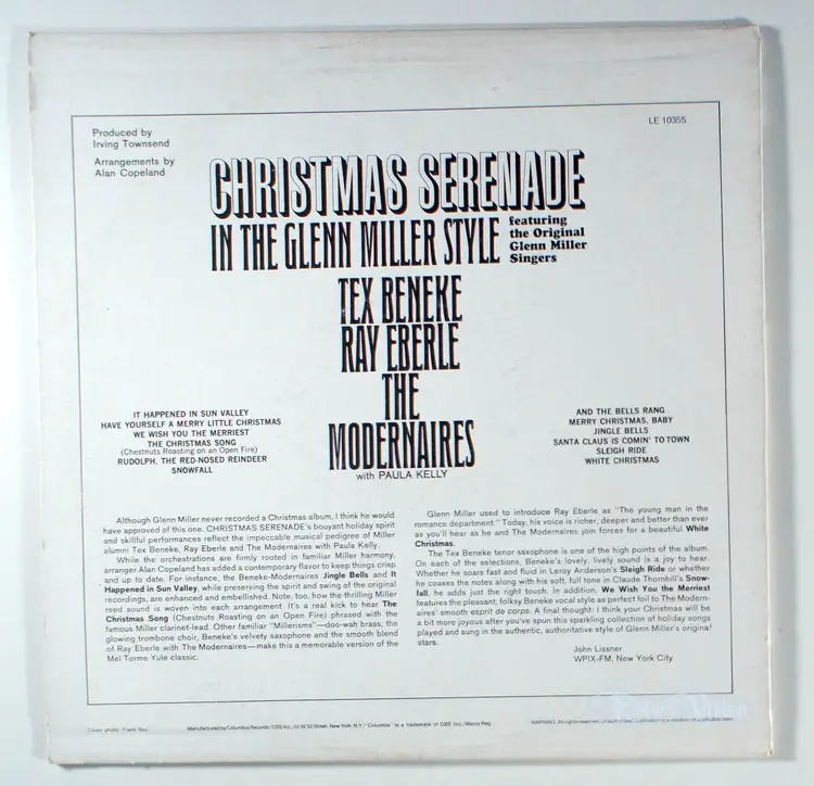 Glenn Miller Singers - Christmas Serenade (1965) Vinyl LP • Tex Beneke, Style
