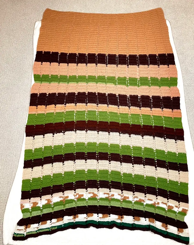 Handmade Multicolored Crochet Afghan 76"x42" Blanket Throw Sofa Bedroom Decor