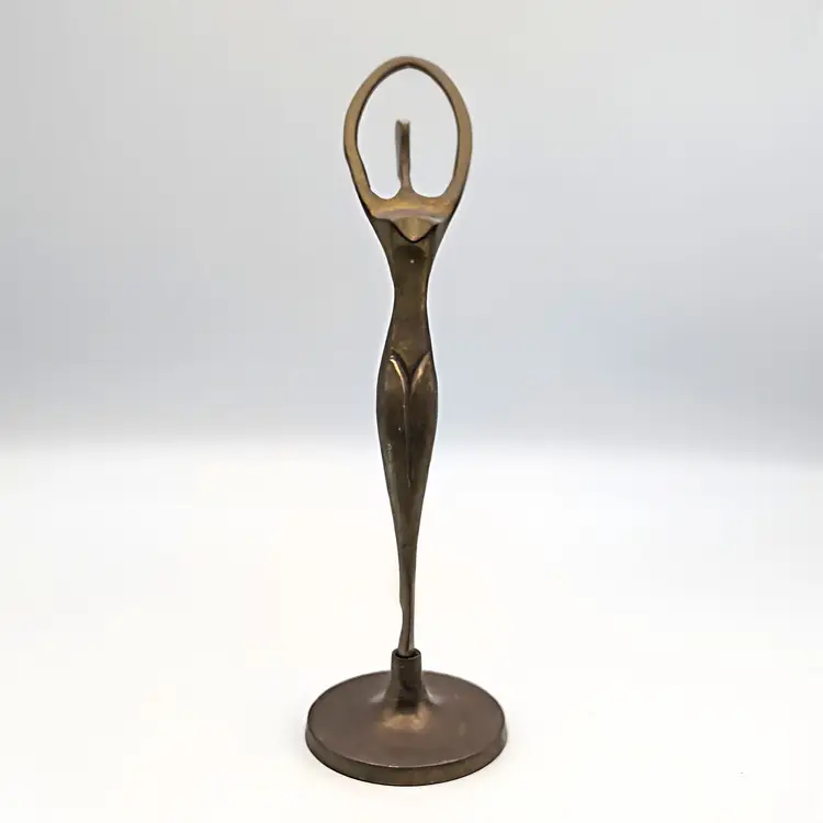 Vintage Brass Modernist Ballerina Dancer Nude Statue Figurine Art Sculputure