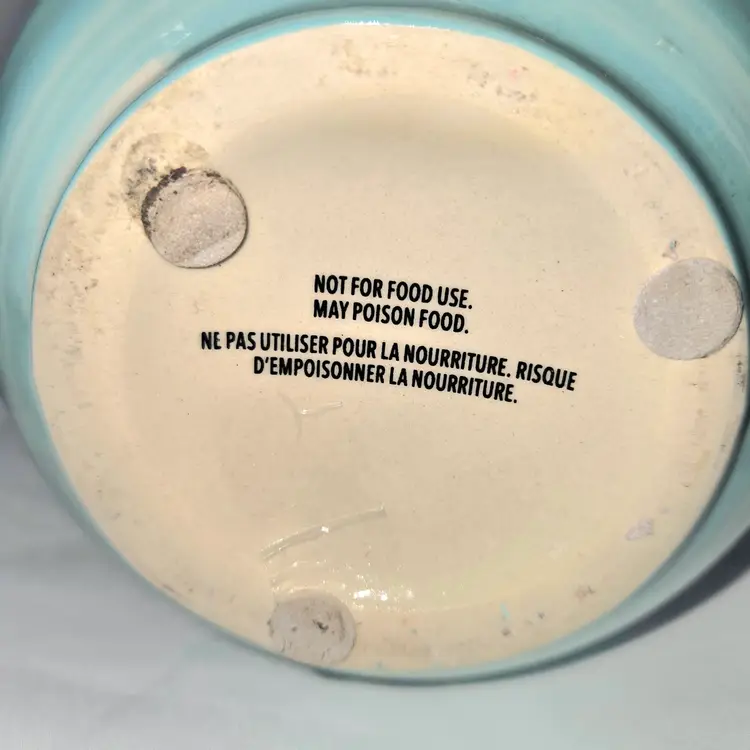 French Pottery Jug Teal & Ecru Excellent Condition