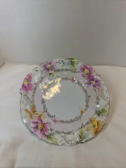 Antique Estate Find Porcelain Low Bowl Hand Painted