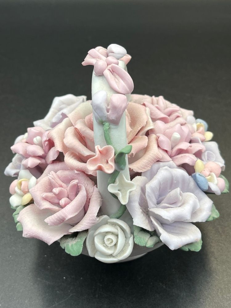 Capodimonte-Style Porcelain Flower Basket