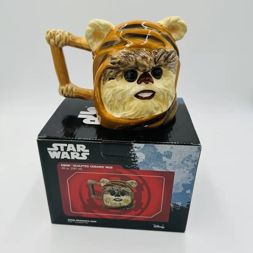 Star Wars Sculpted Ceramic Ewok Mug Large 20 Oz Disney NEW in box Collectible
