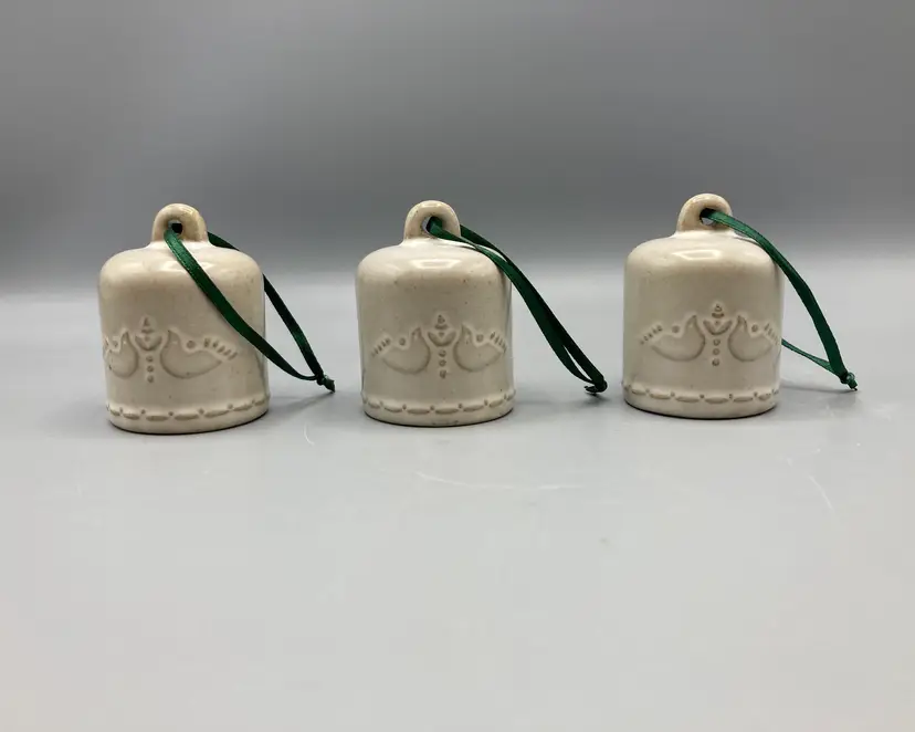 Hearth & Hand with Magnolia Nordic Ceramic Bell Dove Bird Ornament - Set of 3