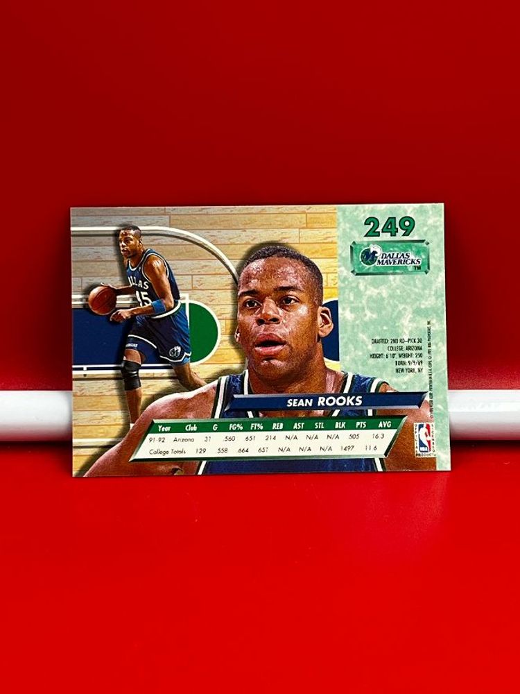 1993 Fleer Ultra Rookie Collector Basketball Trading Card Mavericks Sean Rooks #249
