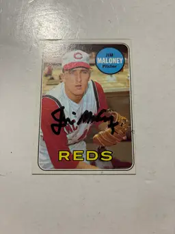 Jim Maloney - 1969 Topps #362, signed Cincinnati Reds