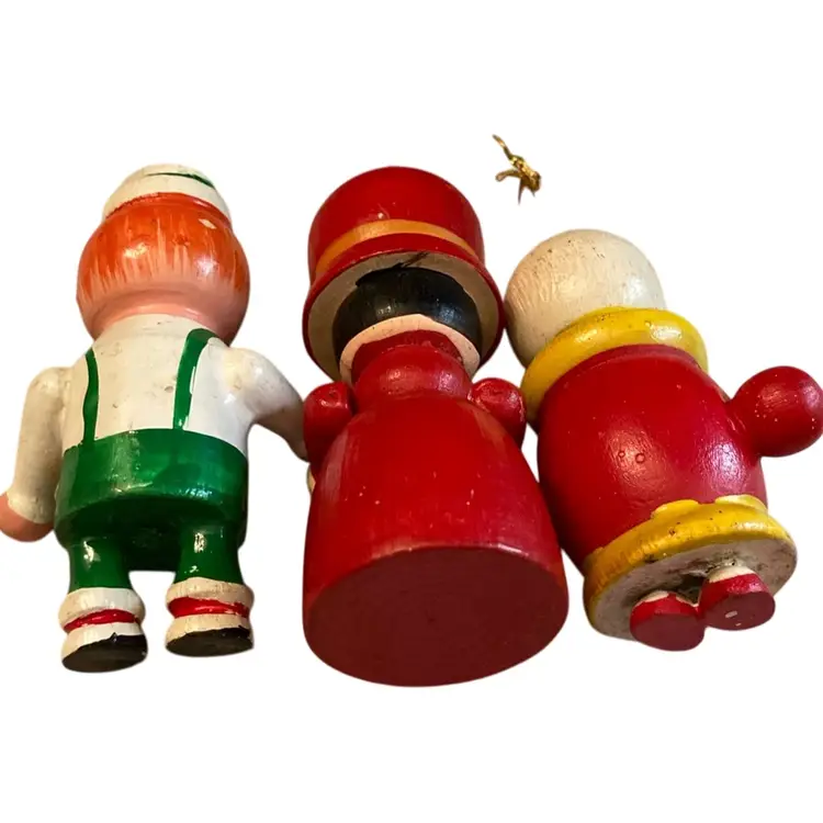 Three Vintage Wooden Christmas Ornaments