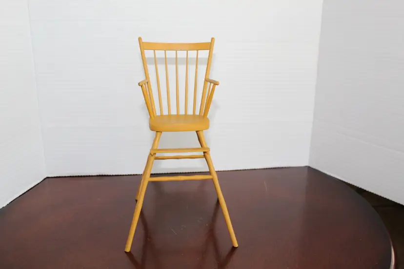 Vintage Tall Windsor Spindle Wood Doll Chair 9.5 Inch Tall Gold Color