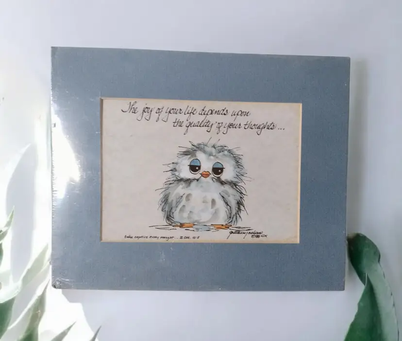 Gretchen Jackson Watercolor Bird Art Print Vtg Inspirational Nursery Kitsch NEW