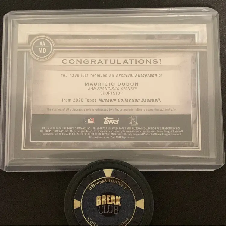 2020 Topps Museum Collection Archival Autograph Rookie Mauricio Dubon 22/25