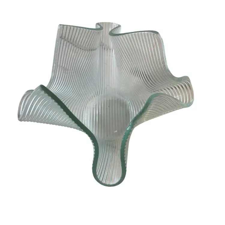 glass handkerchief vase with a ribbed texture