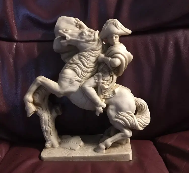 Napoleon on Horse in uniform "Composite Alabaster" Original signed "AGUILAR"