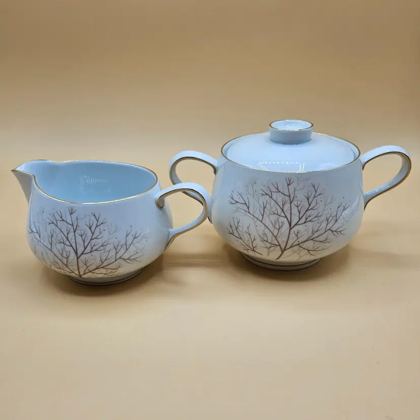 Rosenthal Vintage Selb Plossberg Tree Theme Continental Bramble Creamer & Lidded Sugar Set, Germany