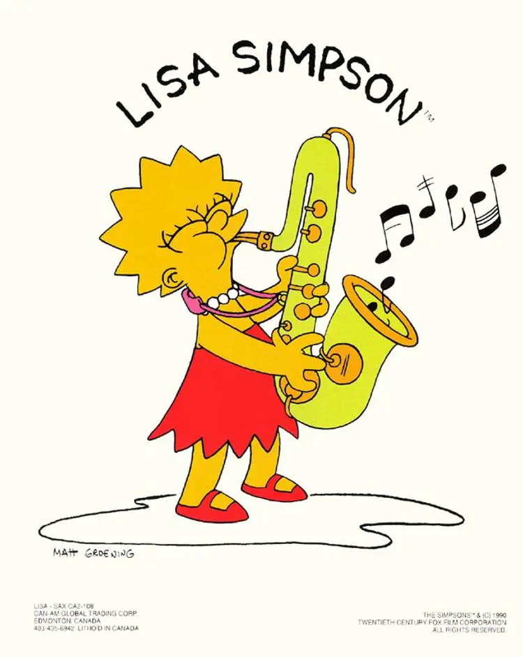 8 x 10 In, Original Vintage 1990 LISA SIMPSON SAXO Poster, Rare & Very Collectible, (8 x 10 In)