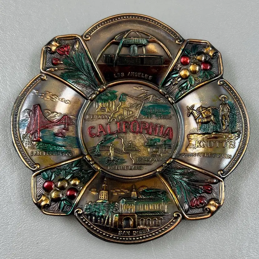 California Metal 5.5" Plate Bowl Hollywood Los Angeles Knott’s Berry Farm San Diego