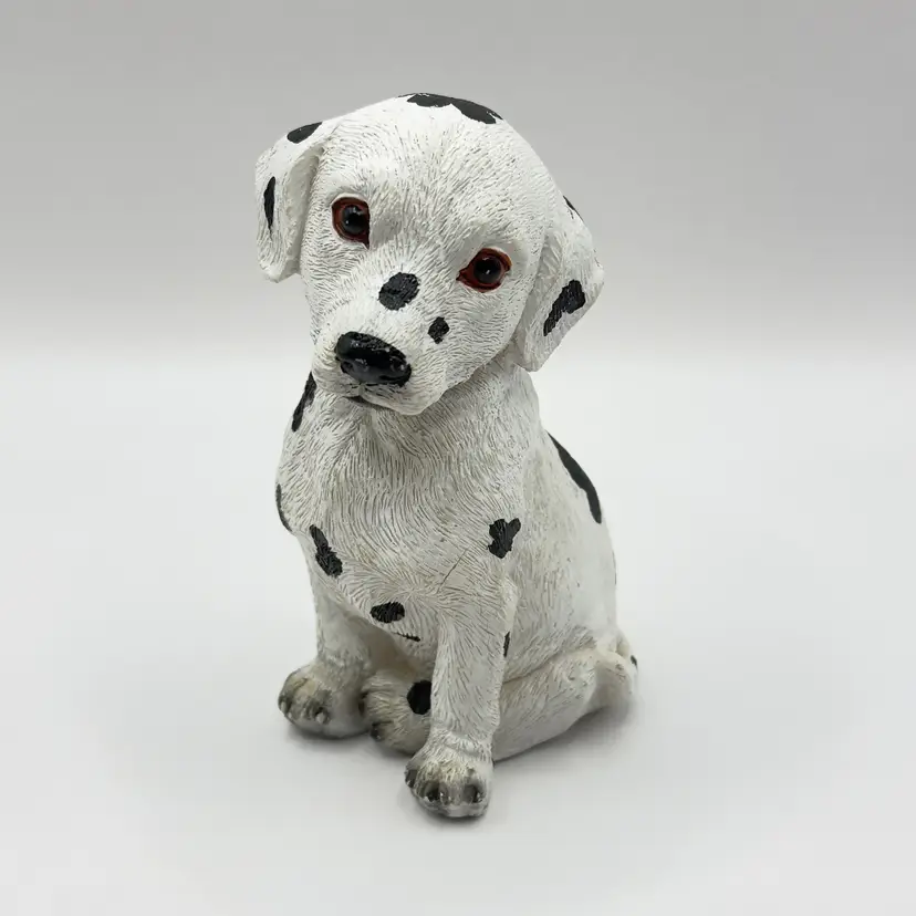 Adorable Dalmatian Puppy Figurine Sand Sculpture, Black and White Spotted Decor, Unbranded, Made in China
