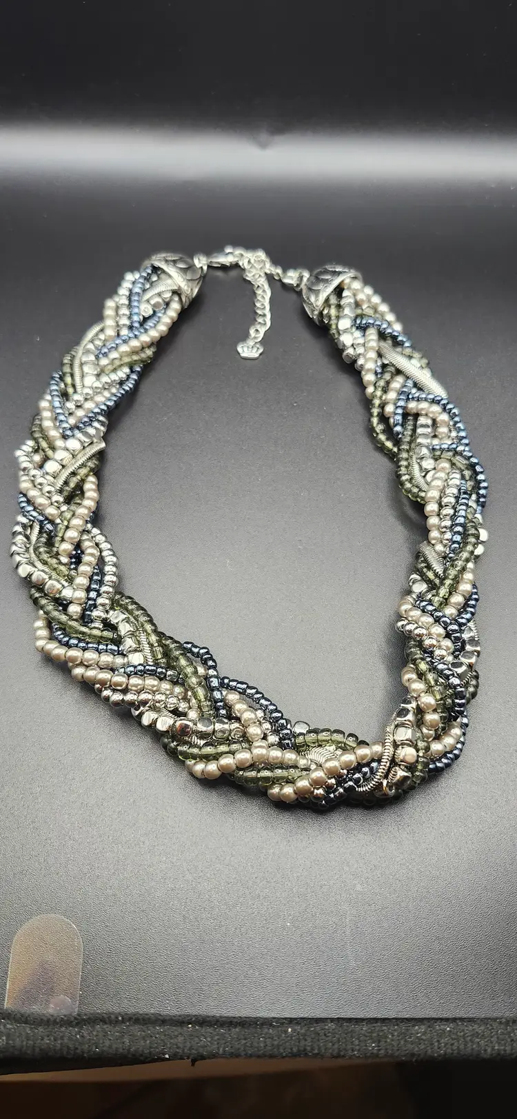 #01 Twisted Bead Strand Necklace - Earthy Tones - NOS